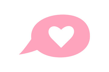 Vector love speech bubble valentines day card with heart flat design pink color
