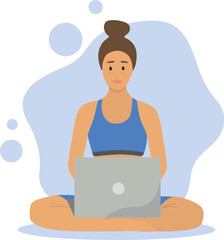 A girl with a laptop is sitting on the couch. educational.
People working from home, coworking. People at home in quarantine. Computer work. freelancing, online education or social media.