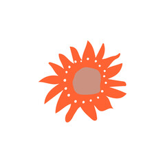 Colorful doodle floral element, vector naive art style clip art good for decorating