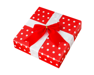 Rotes Geschenk mit Schleife Hintergrund transparent PNG cut out