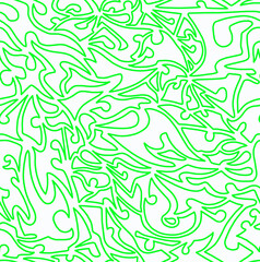 Abstract doodle drawing with green lines on a white background.Seamless pattern.	
