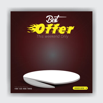 Food promotion and restaurant fast food social media  post design template