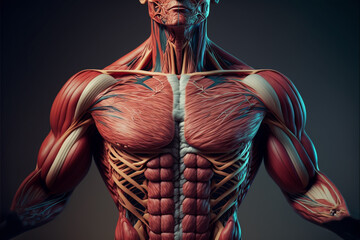 illustration of human muscle  without skin - obrazy, fototapety, plakaty