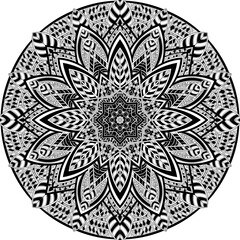 Circular Mandala pattern for tattoo, decoration premium product poster or painting. Decorative ornament in ethnic oriental style. Outline doodle hand draw illustration.