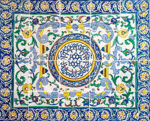 Handmade mosaic tile of the Harem in Topkapi Palace, Istanbul.