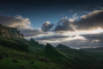 Fototapeta na wymiar Quiraing valley at the morning, Isle Of Skye, Scotland