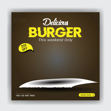 Food promotion and restaurant fast food social media  post design template