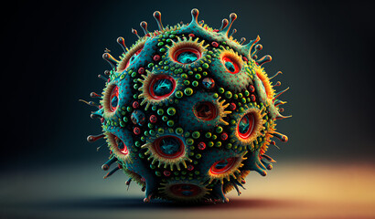 Abstract art. Colorful painting art of a nasty virus. Background illustration. Generative AI.