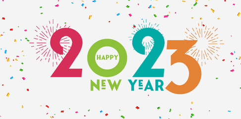 Happy new year 2023 modern design style. 3D typography of 2023 logo design