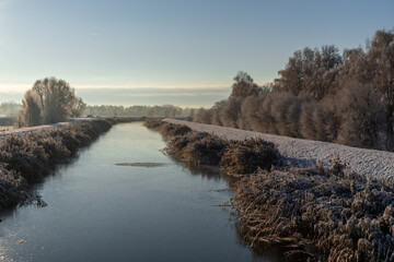 Motlawa river in winter scenery