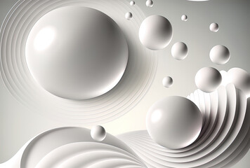 smooth white backdrop with light spheres and abstract smooth lines. Generative AI