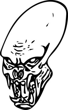 recommend clip art: Alien head vector Outer space monster Alien skull Monster head illustration drawing line art