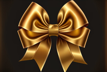 Golden bow and ribbon for gifts. Generative AI