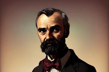 Illustrated portrait of Alfred Nobel  - obrazy, fototapety, plakaty