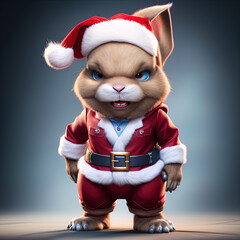 rabbit wearing as a Santa