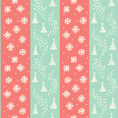 Christmas Tree and Winter Pattern Illustration