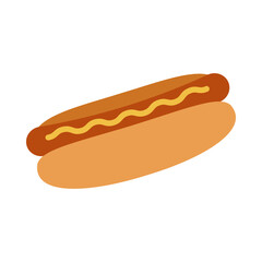Hot dog with mustard. Fast food, takeaway meal.
