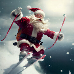 Santa doing winter sports