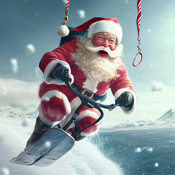 Santa doing Extreme snow sports