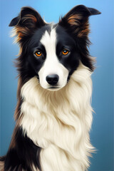 Fototapeta premium Border collie dog portrait, illustration, generative ai
