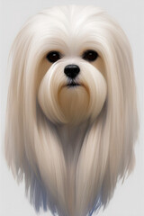 Maltese dog portrait, illustration, generative ai