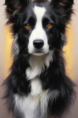 Fototapeta premium Border collie dog portrait, illustration, generative ai