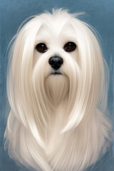 Naklejka premium Maltese dog portrait, illustration, generative ai