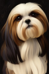 Shih tzu dog portrait, illustration, generative ai