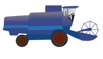 Blue  farmer combine vehicle. vector illustration