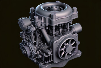 Fototapeta premium Vertical image of a grey automobile component. Generative AI