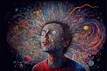 Multiverse Connected Through a Nervous System - Trippy Psychodelic Illustration - Generative AI