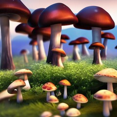 Mushroom Landscape That Inspires Wanderlust k realistic highly detailed