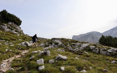 hiking in the mountains