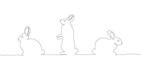 Rabbit continuous one line drawing. Single line border