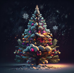 Obraz na płótnie Canvas Happy new year Christmas tree with decorations