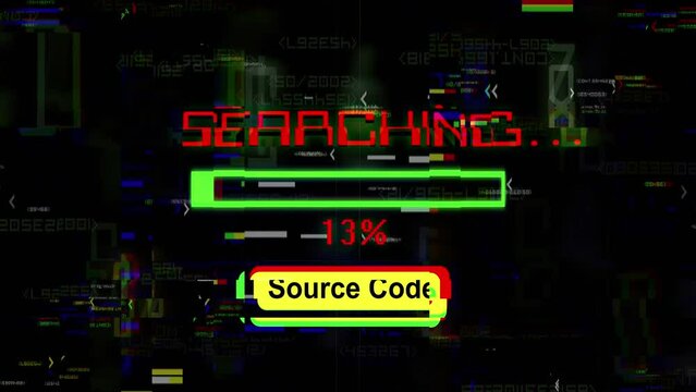 Searching for source code on the screen glitch effect
