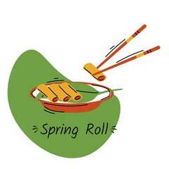 Spring roll, Chinese food, Asian food, vector illustration, isolated, on the white background