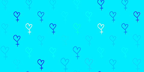 Fototapeta na wymiar Light Blue, Green vector background with woman symbols.