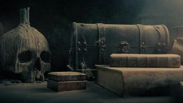 Sun Lights Up Dusty Table In Old Castle