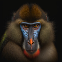 portrait of a mandrill baboon - obrazy, fototapety, plakaty