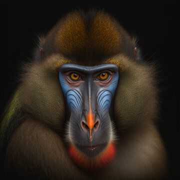 portrait of a mandrill baboon