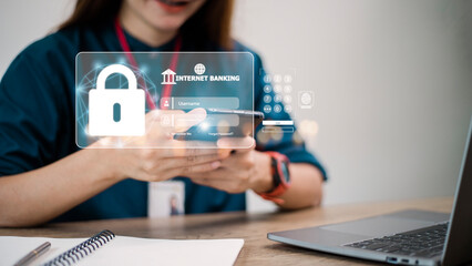 People use internet banking on smartphones.