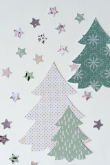 holiday background with trees and stars
