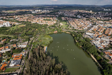 Lagoa do Taquaral or also known as Parque Portugal in the city of Campinas. Beautiful lake with...