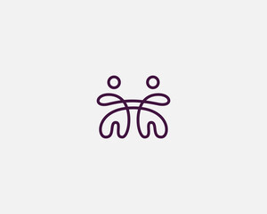 Continuous line people icon concept. Family teamwork coworking linear logo concept. Partnership cooperation symbol. Vector illustration.