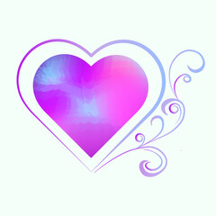 Purple heart. Valentine's Day. Vector design.