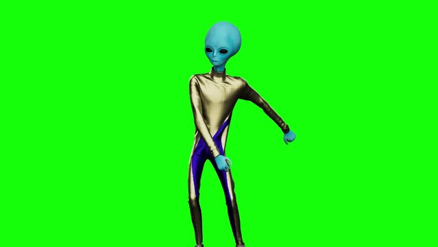 alien dancing winning dance 3D loop animation green screen