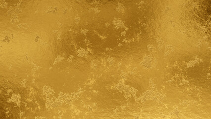 Shiny wrinkled gold foil texture. Scratched metal background.