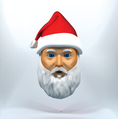 Santa Claus head 3d vector cartoon icon. Santa Claus head 3d.
