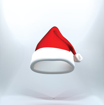 Christmas Santa Claus hat isolated vector 3d icon. Santa Claus hat 3d.